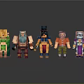 Colorful Pixel Style Characters with Various Outfits and Unique Standing Poses