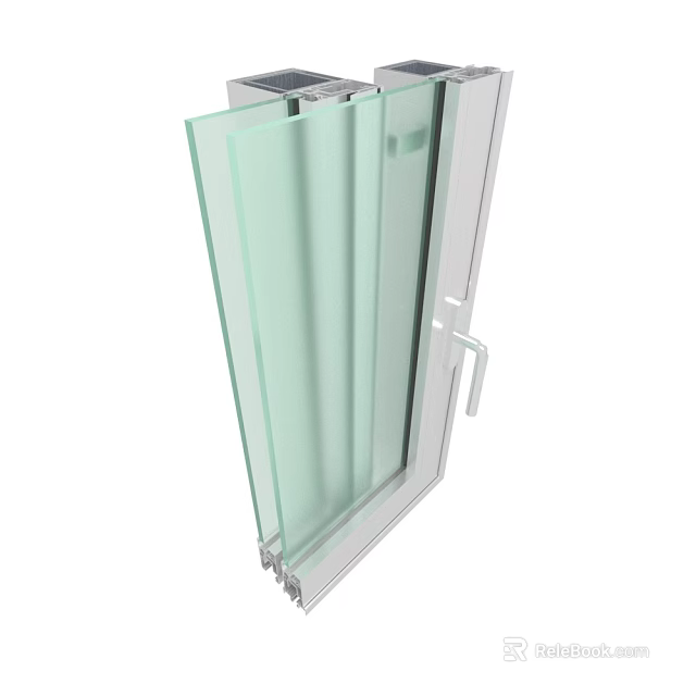 Modern Outward Opening Casement Window With Aluminum Frame And Clear Glass Design 3d model 