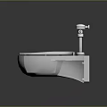 Sleek White Wall Mounted Toilet Design With Metal Flush Mechanism And Wall Bracket