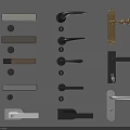 Various Door Handle Designs With Modern Levers Vintage Pulls And Decorative Styles 3d model