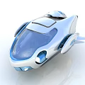 Futuristic Concept Vehicle With Transparent Cockpit And Streamlined Silver Blue Design