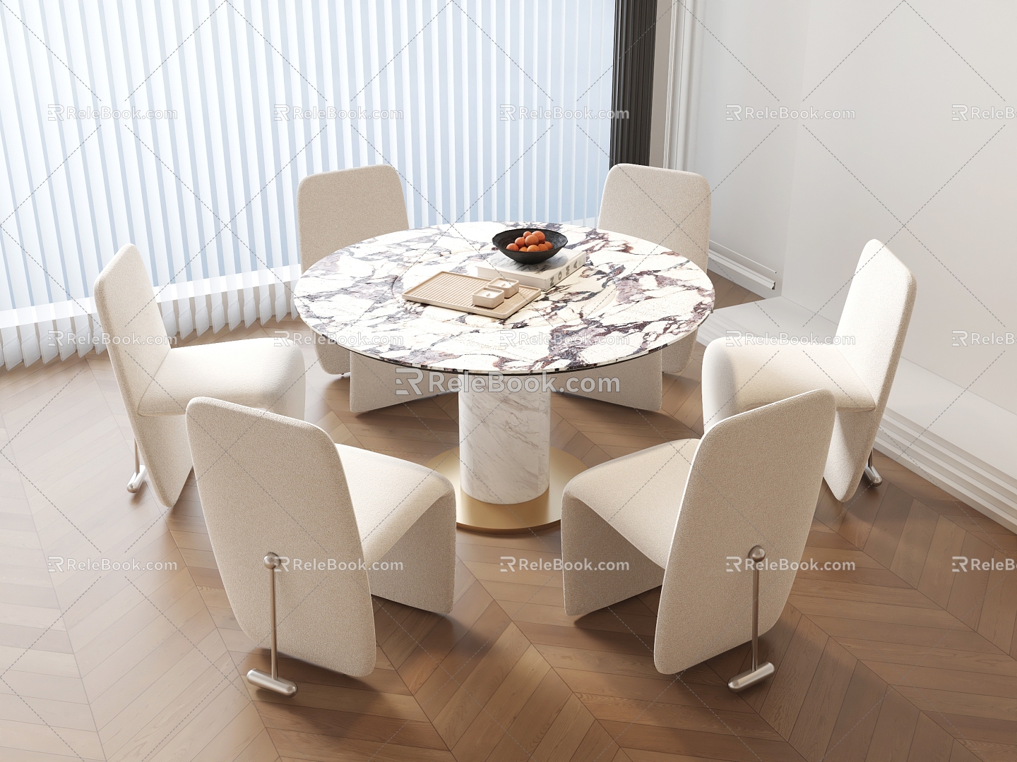 Round Dining Table Cream Style Dining Table Light Luxury Dining Table Meng Also Dining Table Deconstruction Dining Table model