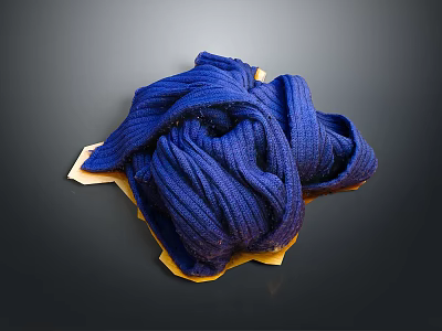 Thick Blue Yarn Skein Resting On Yellow Cardboard For Daily Household Use 3d model