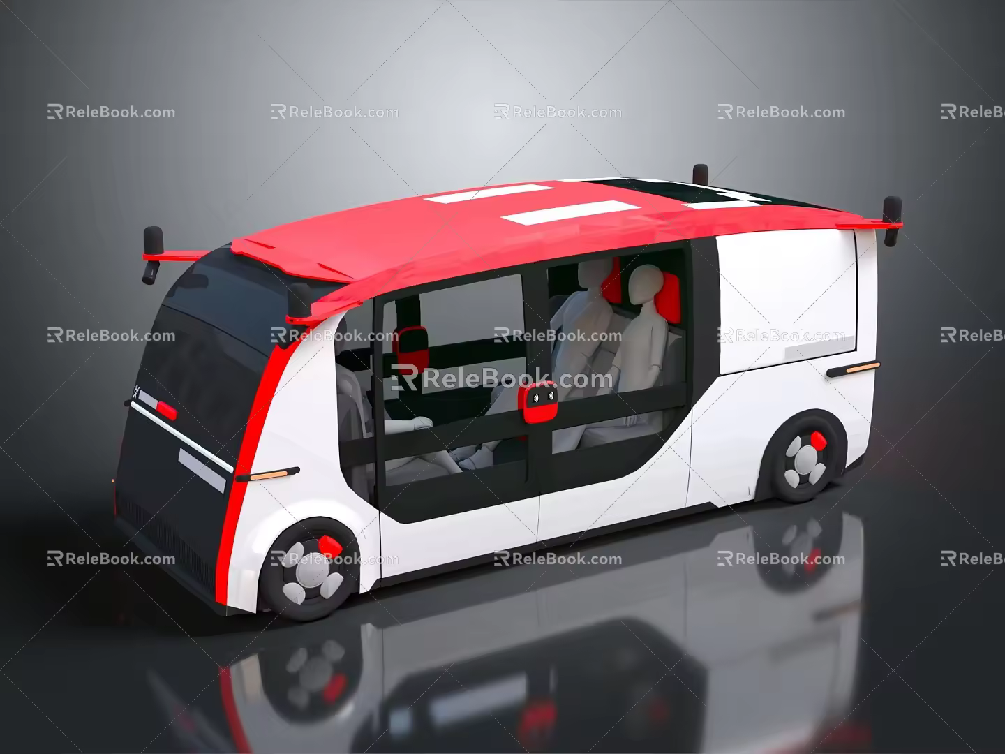 Modern bus minibus minibus minivan driverless bus school bus 3d model