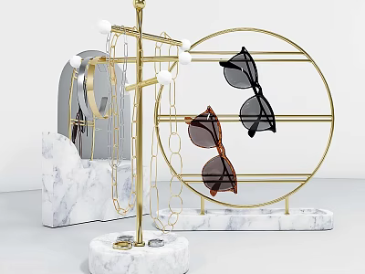 A set of jewelry and spectacle frame with mirror 3d model