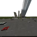Modern High Rise Residential Buildings with Green Spaces Commercial Facilities and Road Network