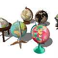 Assorted Decorative Globe Ornaments Set with Diverse Stands and Colorful Designs