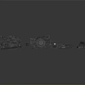 Detailed Mechanical Scene Components With Various Shapes And Metal Textures