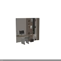 Modern Home Office Desk With Computer Monitor Lamp Wooden Bookshelf And Decorative Items