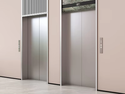 Modern Elevators With Silver Doors And Light Colored Walls In Sleek Design 3d model