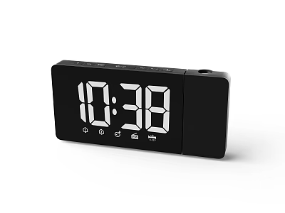 Simple Black Digital Clock With LED Display Showing Time And Icon Buttons 3d model