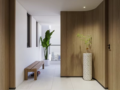 Modern Shower Sauna Space Featuring Wooden Walls And White Floor Tiles 3d model