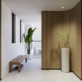 Modern Shower Sauna Space Featuring Wooden Walls And White Floor Tiles