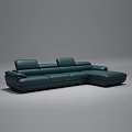 Modern Dark Green Leather L Shaped Sectional Sofa With Comfortable Spacious Seating 3d model