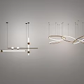 Modern Pendant Lights With Linear Structures And Curved Rings Modern Interior Design 3d model