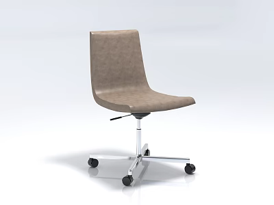 Modern Brown Fabric Office Chair With Swivel Metal Base And Wheels 3d model