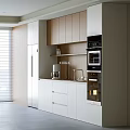 Modern Minimalist Kitchen Side Cabinet With Built In Appliances And Ample Storage Space