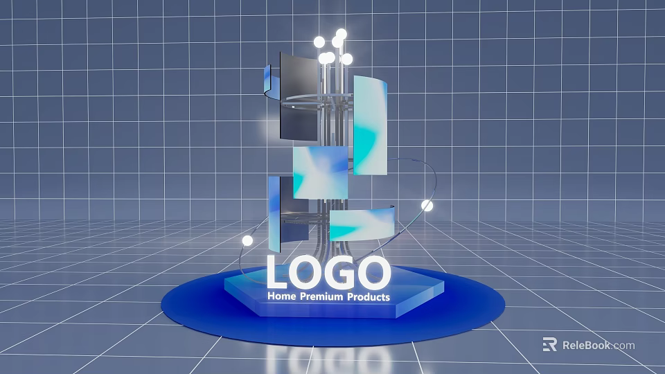 Modern Photo Check In Spot With Logo Home Premium Products Screens And Lights 3d model 