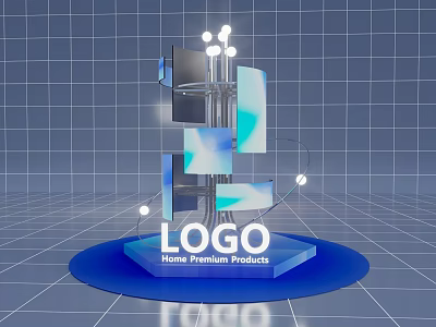 Modern Photo Check In Spot With Logo Home Premium Products Screens And Lights 3d model
