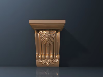 Ornate Golden Carved Corbel with Intricate Leaf Patterns and Scroll Designs 3d model
