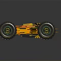 Orange And Blue Toy Car With Large Tires And Metallic Sporty Design