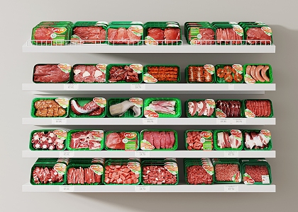 Food Meat Preservation Box Fresh Pork Beef Mutton Sausage Scarf with Shredded Pork 3d model