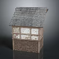 Small Rustic Building With Slate Roof Stone Brick Walls And Weathered Windows