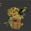 Orange Backpack Adorned With Sunflowers Pink Flowers And Green Leaves Surrounded By Flying Butterflies