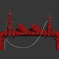 Red Industrial Pipes With Valves And Connection Structure In Pipeline System 3d model