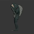 Green Monster Creature With Open Mouth Sharp Teeth Standing Arms Outstretched