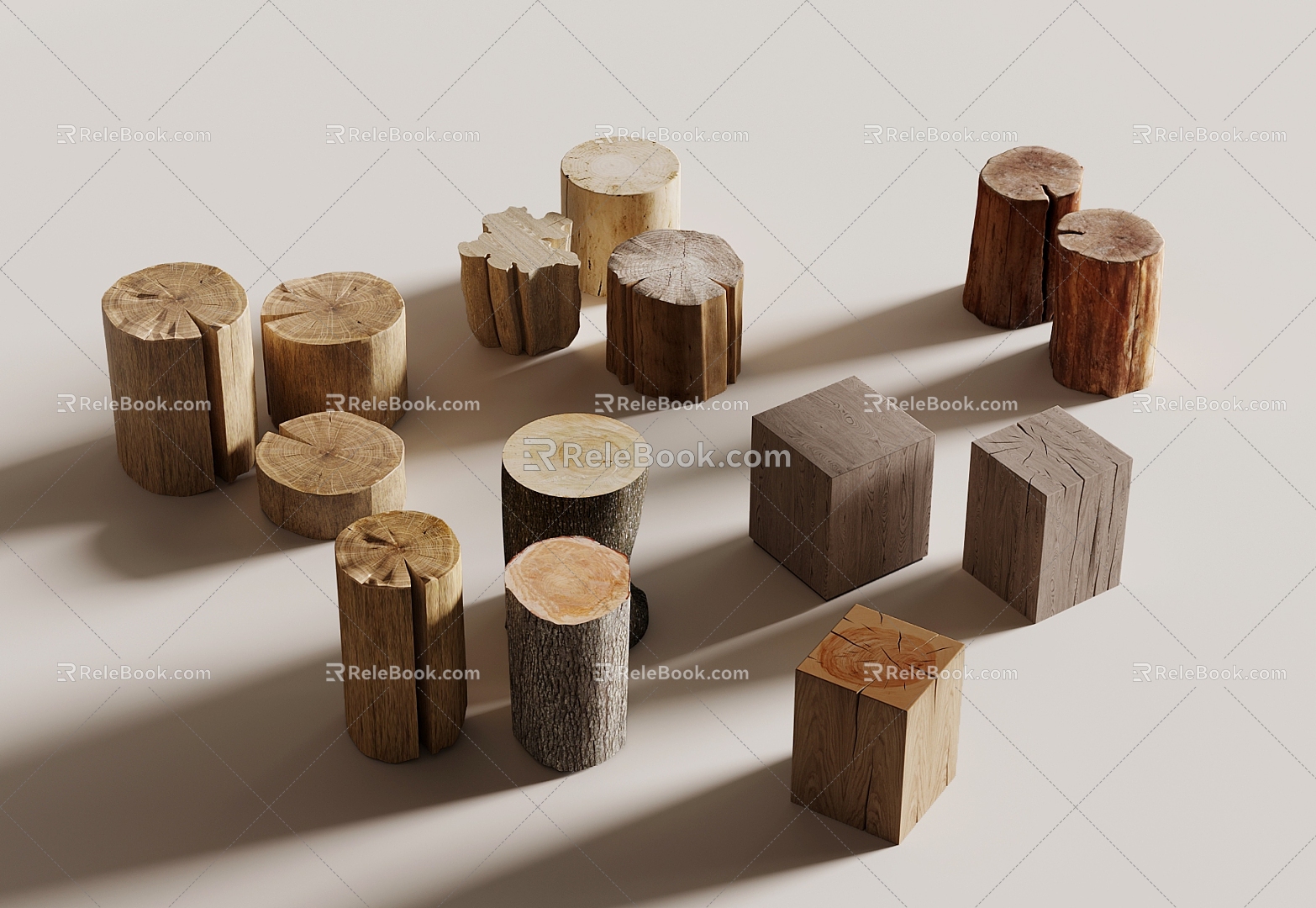 Modern Wood Stump Wood Stool Wood Old Wood Low Stool Sitting Stool 3d model