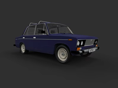 Blue Vintage Classic Car Featuring Retro Styling Steel Wheels And Old Design 3d model