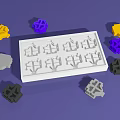 White Mold With Colorful Geometric Shapes Surrounding On Purple Background