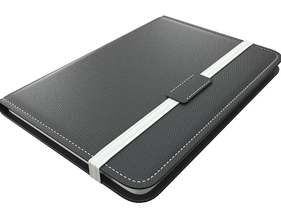 Black Leather Notebook with White Strap and White Stitching Sleek Design for Professional Use 3d model