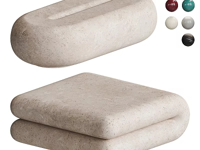 Beige Stone Coffee Table With Stacked And Curved Shapes Multiple Color Options 3d model