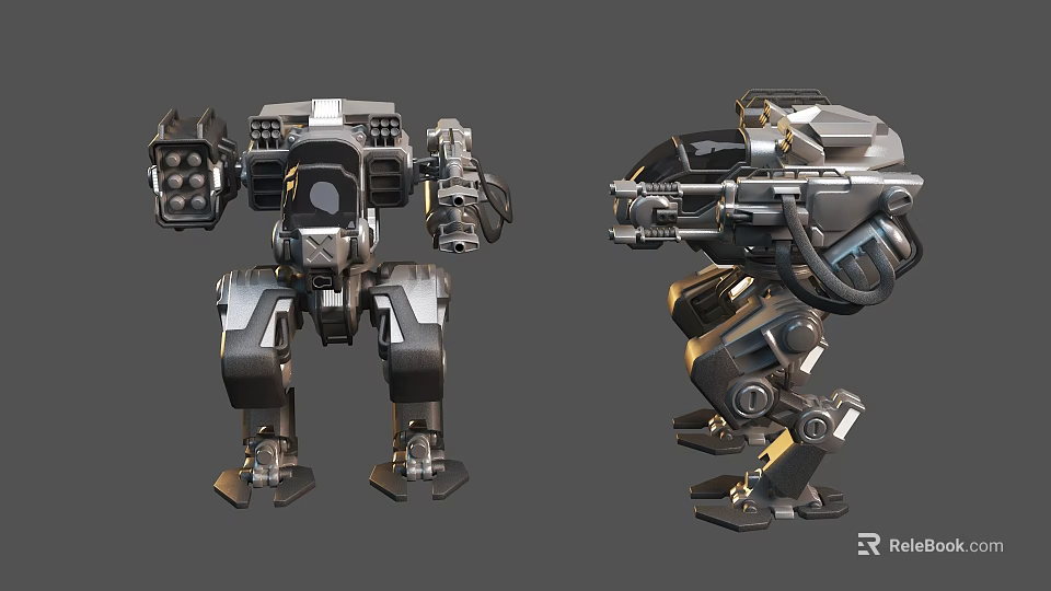 Futuristic Mechanical Robot Weapon Systems With Advanced Combat Equipment Design 3d model 
