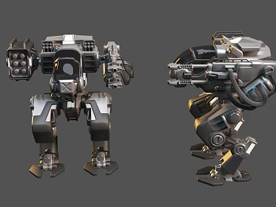 Futuristic Mechanical Robot Weapon Systems With Advanced Combat Equipment Design 3d model