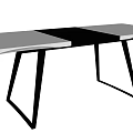 Sleek Modern Dining Table With Black And White Tabletop And Metal Legs