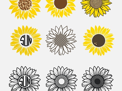 Sunflower Flower Pattern Icon Flower Cartoon Hand-drawn Line Drawing Graphic Elements model