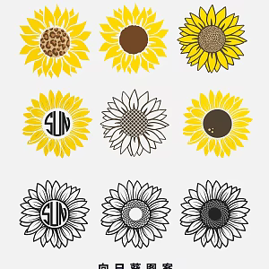 Sunflower Flower Pattern Icon Flower Cartoon Hand-drawn Line Drawing Graphic Elements 3d model
