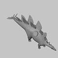 Detailed Stegosaurus Dinosaur Model With Green Body And Orange Back Plates