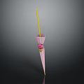 Stylish Pink Umbrella With Yellow Handle And Pink Flower Decoration