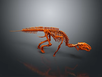 Dinosaur Skeleton with Reconstructed Organs and Hair Structures 3d model