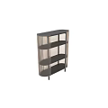 Modern Display Cabinet With Metal Frame And Glass Shelves For Home Decor