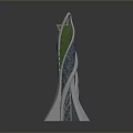 Elegant Modern Spiral Tower Structure With Green Plants On Top Design
