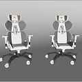 Modern White And Gray Ergonomic Office Chairs With Adjustable Backrest And Swivel Wheels