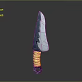Weapon Knife With Gray Serrated Blade And Yellow Wrapped Handle Ring Design 3d model