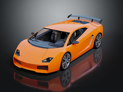 Orange Modern Sports Car With Black Rear Spoiler Two Door Design And Black Alloy Wheels 3d model