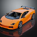 Orange Modern Sports Car With Black Rear Spoiler Two Door Design And Black Alloy Wheels