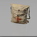 Vintage Canvas Medical Equipment Backpack With Red Cross Symbol And Straps